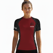 Snake Skin Pattern Red Black Custom BJJ MMA Rash Guard for Women - Image 2