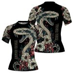Vintage Snake Floral Design Custom BJJ MMA Rash Guard for Women