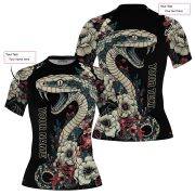 Vintage Snake Floral Design Custom BJJ MMA Rash Guard for Women - Image 5