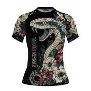 Vintage Snake Floral Design Custom BJJ MMA Rash Guard for Women - Image 3