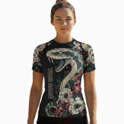 Vintage Snake Floral Design Custom BJJ MMA Rash Guard for Women - Image 2