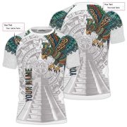 White Aztec Hunting Eagle Custom BJJ MMA Rash Guard for Men - Image 4