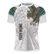 White Aztec Hunting Eagle Custom BJJ MMA Rash Guard for Men - Image 2