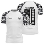 White Camouflage Camo Pattern Custom BJJ Rash Guard for Men