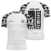 White Camouflage Camo Pattern Custom BJJ Rash Guard for Men