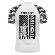 White Camouflage Camo Pattern Custom BJJ Rash Guard for Men - Image 4