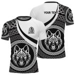 Wolf Celtic Knots Black White Custom BJJ Rash Guard for Men