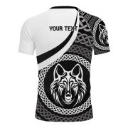 Wolf Celtic Knots Black White Custom BJJ Rash Guard for Men - Image 3