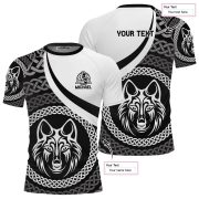 Wolf Celtic Knots Black White Custom BJJ Rash Guard for Men - Image 4