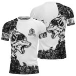Wolf Forest Camo Black White Custom BJJ Rash Guard for Men