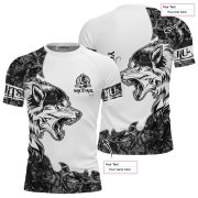 Wolf Forest Camo Black White Custom BJJ Rash Guard for Men - Image 5
