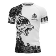 Wolf Forest Camo Black White Custom BJJ Rash Guard for Men - Image 3