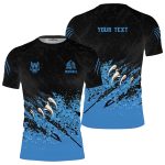 Blue Wolf Claws Custom BJJ Rash Guard for Men
