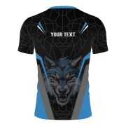 Geometric Wolf Blue Black Version Custom BJJ Rash Guard for Men - Image 4