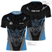 Geometric Wolf Blue Black Version Custom BJJ Rash Guard for Men - Image 5