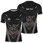 Geometric Wolf Grey Black Version Custom BJJ Rash Guard for Men