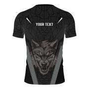 Geometric Wolf Grey Black Version Custom BJJ Rash Guard for Men - Image 4