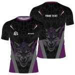 Geometric Wolf Purple Black Version Custom BJJ Rash Guard for Men