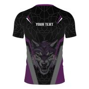 Geometric Wolf Purple Black Version Custom BJJ Rash Guard for Men - Image 4