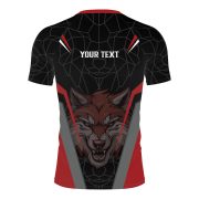 Geometric Wolf Red Black Version Custom BJJ Rash Guard for Men - Image 4
