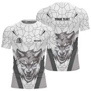 Geometric Wolf White Version Custom BJJ Rash Guard for Men