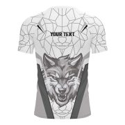 Geometric Wolf White Version Custom BJJ Rash Guard for Men - Image 4