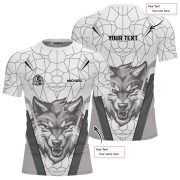 Geometric Wolf White Version Custom BJJ Rash Guard for Men - Image 5