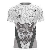 Geometric Wolf White Version Custom BJJ Rash Guard for Men - Image 3
