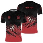 Red Wolf Claws Custom BJJ Rash Guard for Men