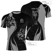 Twin Wolves Black Grey Custom BJJ Rash Guard for Men - Image 5