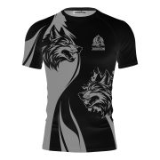 Twin Wolves Black Grey Custom BJJ Rash Guard for Men - Image 3