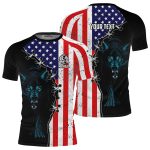 Wolf Retro USA Flag Custom BJJ Rash Guard for Men