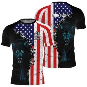 Wolf Retro USA Flag Custom BJJ Rash Guard for Men