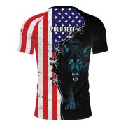 Wolf Retro USA Flag Custom BJJ Rash Guard for Men - Image 4