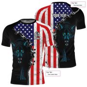 Wolf Retro USA Flag Custom BJJ Rash Guard for Men - Image 5