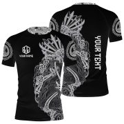 Viking Norse Mjolnirs Might Black Belt Custom BJJ Rash Guard for Men