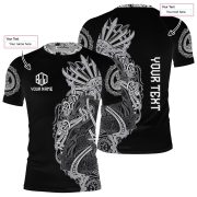 Viking Norse Mjolnirs Might Black Belt Custom BJJ Rash Guard for Men - Image 5