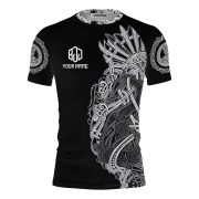 Viking Norse Mjolnirs Might Black Belt Custom BJJ Rash Guard for Men - Image 3