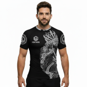 Viking Norse Mjolnirs Might Black Belt Custom BJJ Rash Guard for Men - Image 2