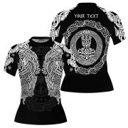 Viking Norse Mjolnirs Might Black Belt Custom BJJ Rash Guard for Women