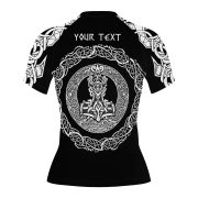 Viking Norse Mjolnirs Might Black Belt Custom BJJ Rash Guard for Women - Image 4