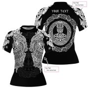 Viking Norse Mjolnirs Might Black Belt Custom BJJ Rash Guard for Women - Image 5