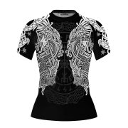 Viking Norse Mjolnirs Might Black Belt Custom BJJ Rash Guard for Women - Image 3