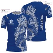 Viking Norse Mjolnirs Might Blue Belt Custom BJJ Rash Guard for Men - Image 5