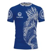 Viking Norse Mjolnirs Might Blue Belt Custom BJJ Rash Guard for Men - Image 3