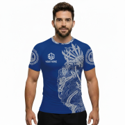 Viking Norse Mjolnirs Might Blue Belt Custom BJJ Rash Guard for Men - Image 2