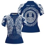 Viking Norse Mjolnirs Might Blue Belt Custom BJJ Rash Guard for Women