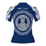 Viking Norse Mjolnirs Might Blue Belt Custom BJJ Rash Guard for Women - Image 4