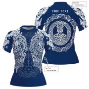 Viking Norse Mjolnirs Might Blue Belt Custom BJJ Rash Guard for Women - Image 5