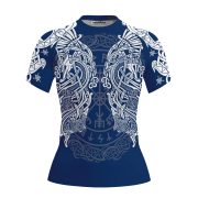 Viking Norse Mjolnirs Might Blue Belt Custom BJJ Rash Guard for Women - Image 3